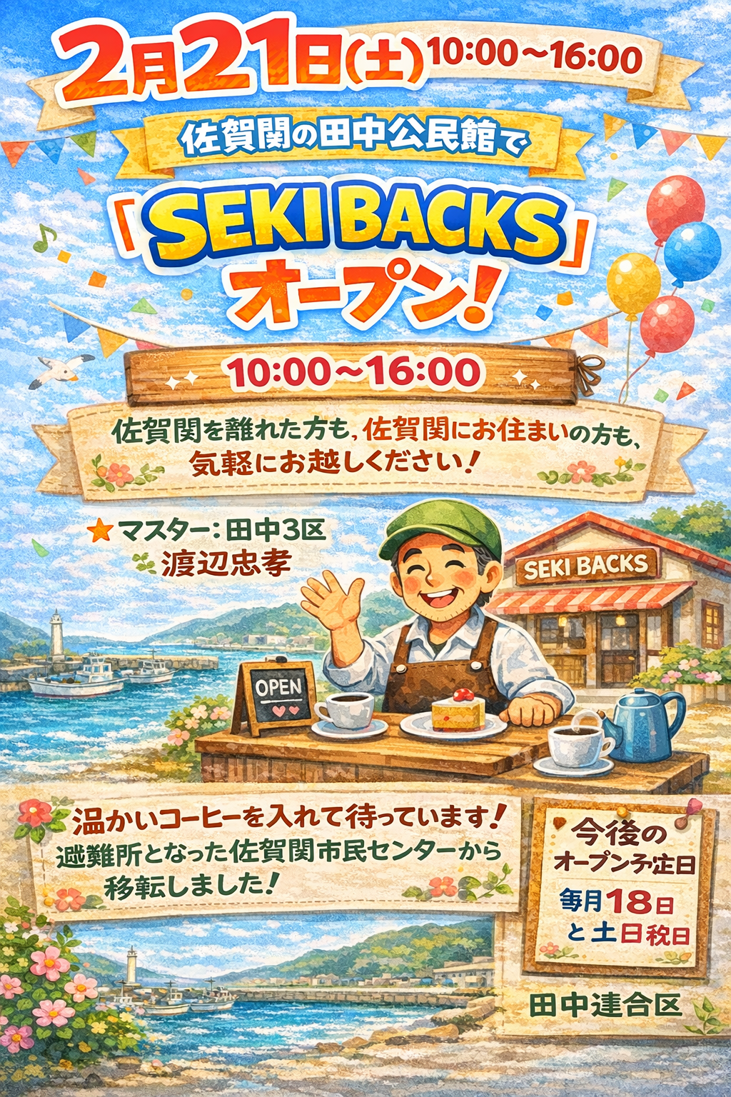 カフェ『SEKI BACKS』オープンします☺️☕