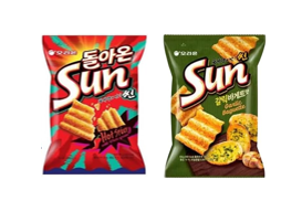 SUNチップ80g （ホットスパイシー味・ガーリック味）