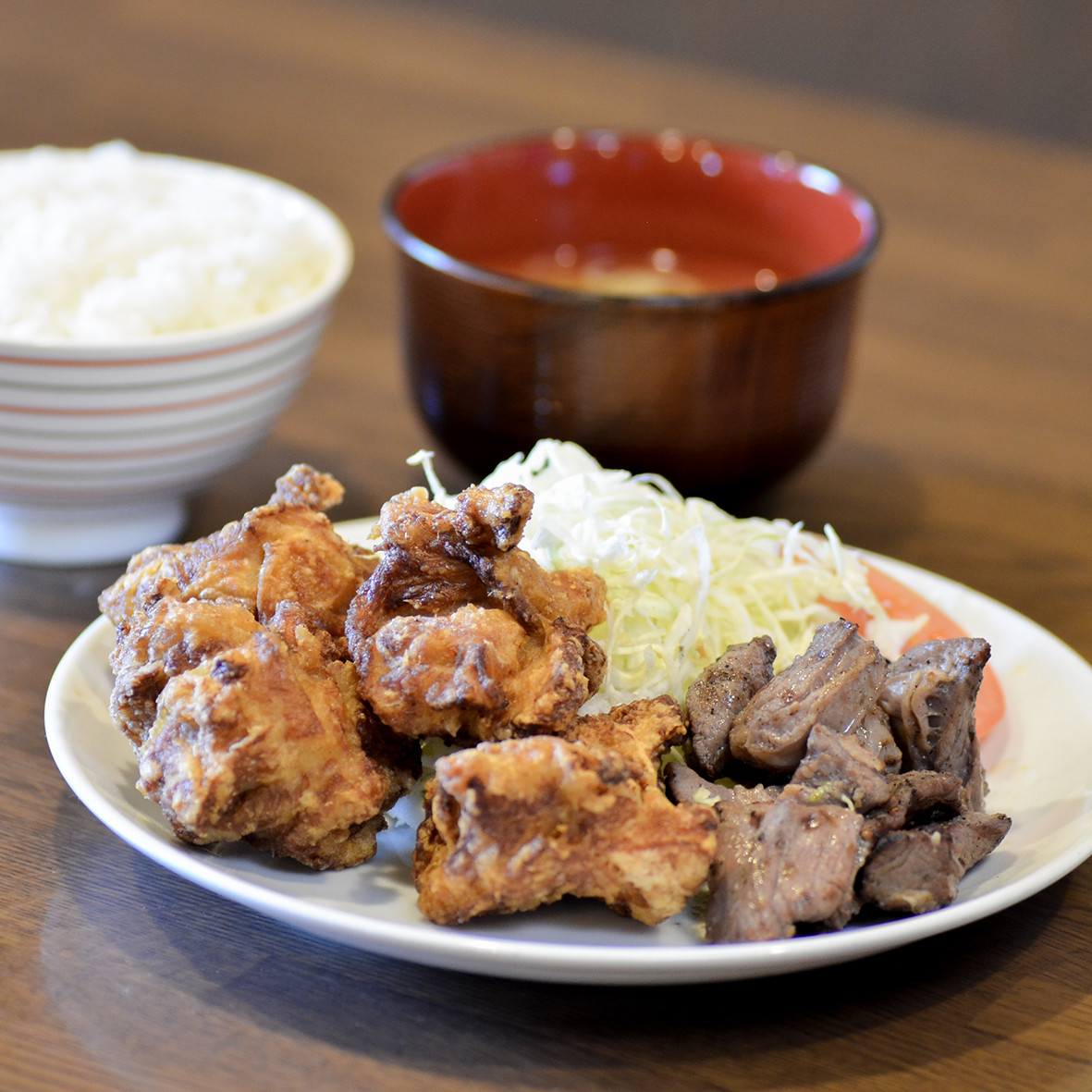ミックス④  鶏唐揚げ＋豚塩ハラミ定食