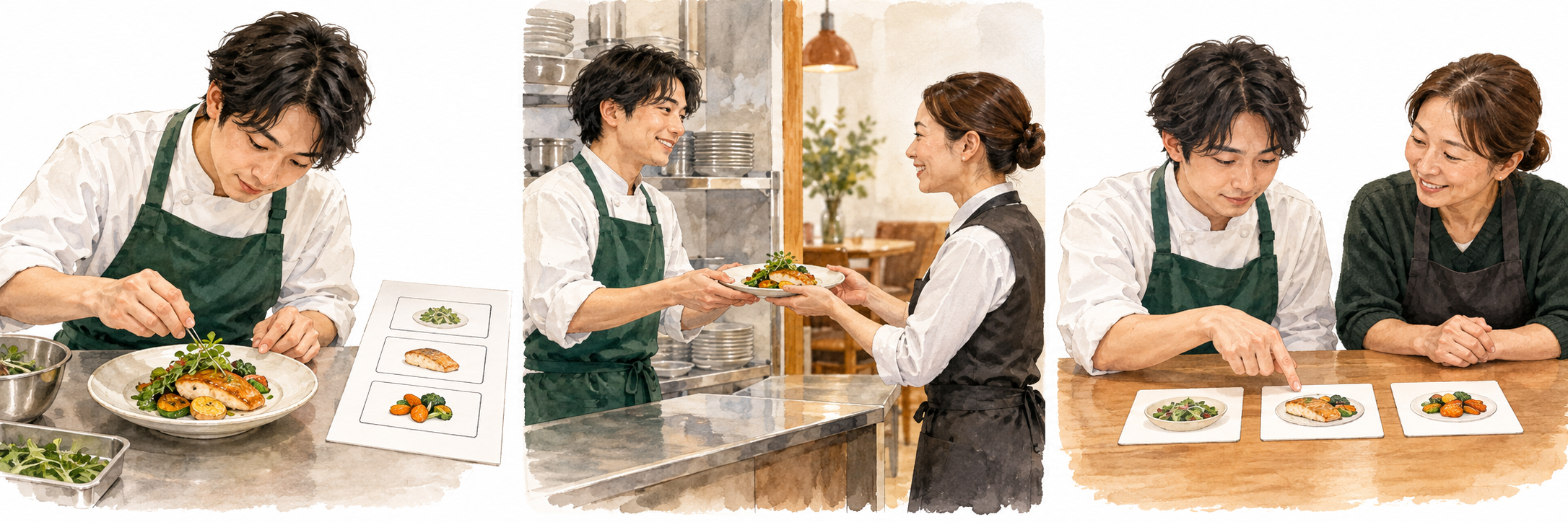 完成の目安を確かめながら料理を仕上げるイメージ