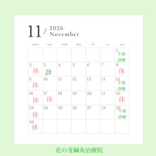 11月診療のお知らせ