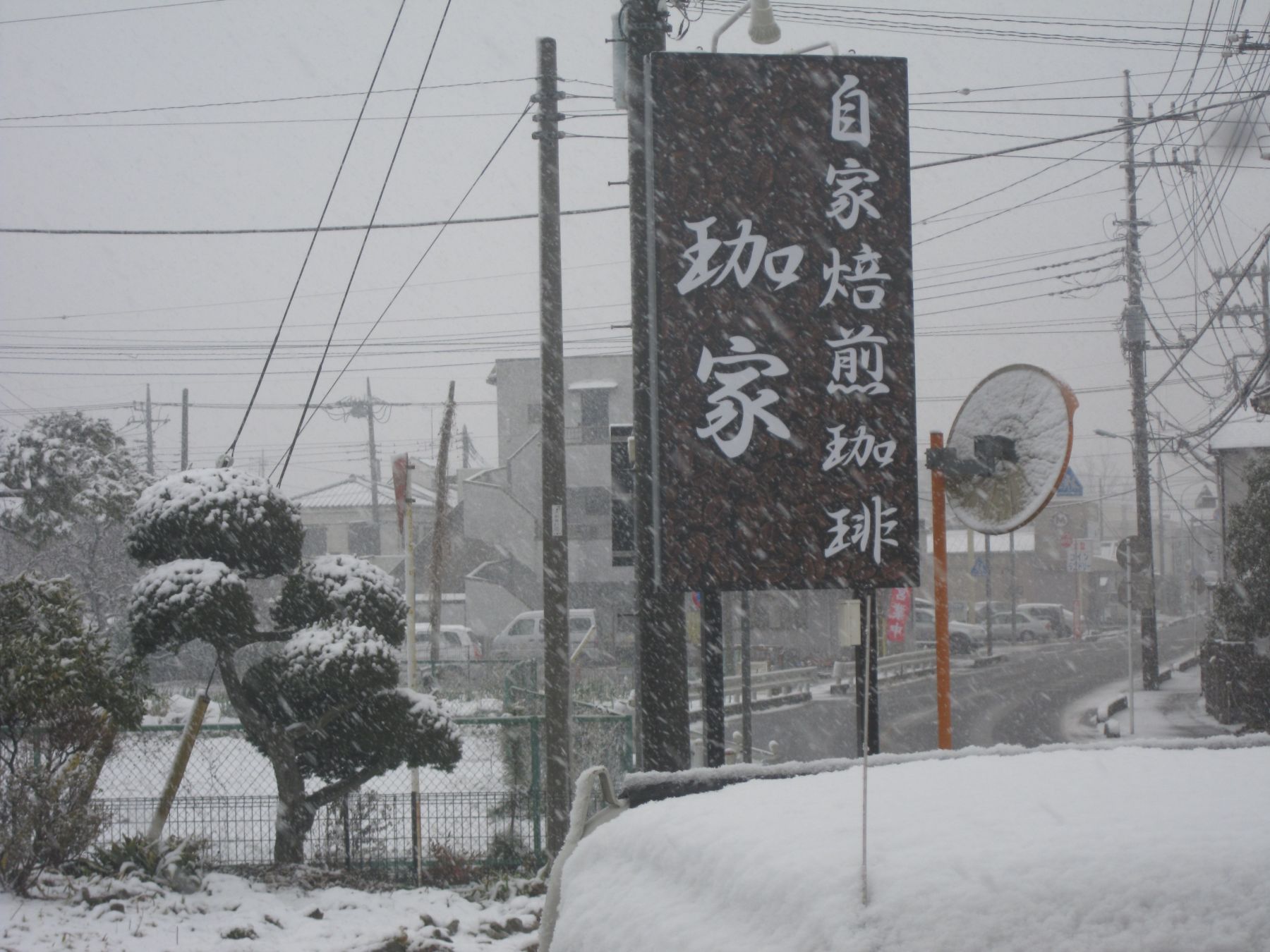 雪の看板 自家焙煎珈琲 珈家 かやkaya 越谷市 コーヒー専門店 古民家カフェ