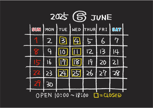 2025年6月の営業日