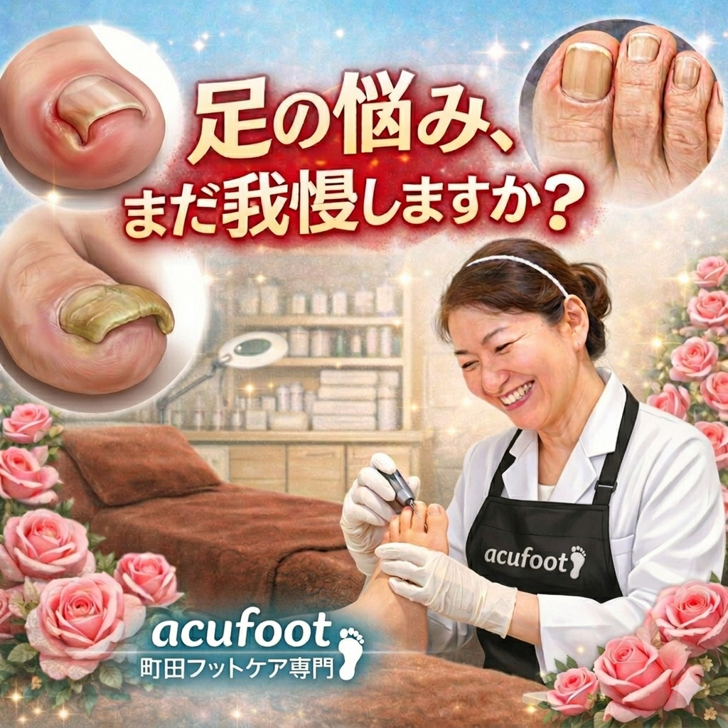 町田フットケア専門 acufoot 【巻き爪、変形爪、肥厚爪、爪甲鉤彎症、角質ケア、タコ・魚の目】「足の健康研究家」​