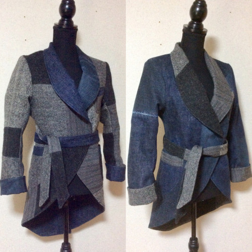 tweed denim reversible gown