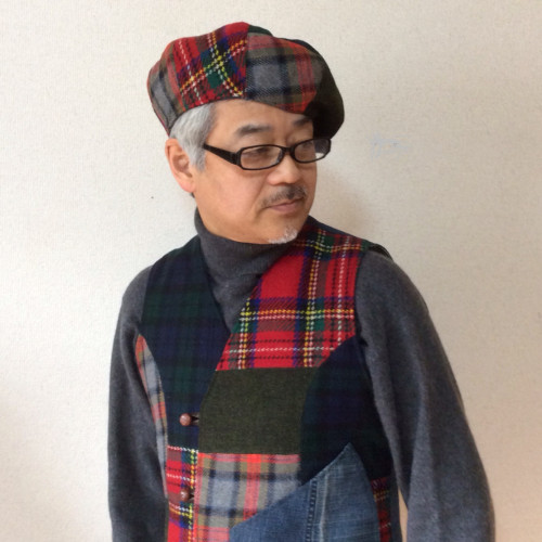 reversible patchwork beret