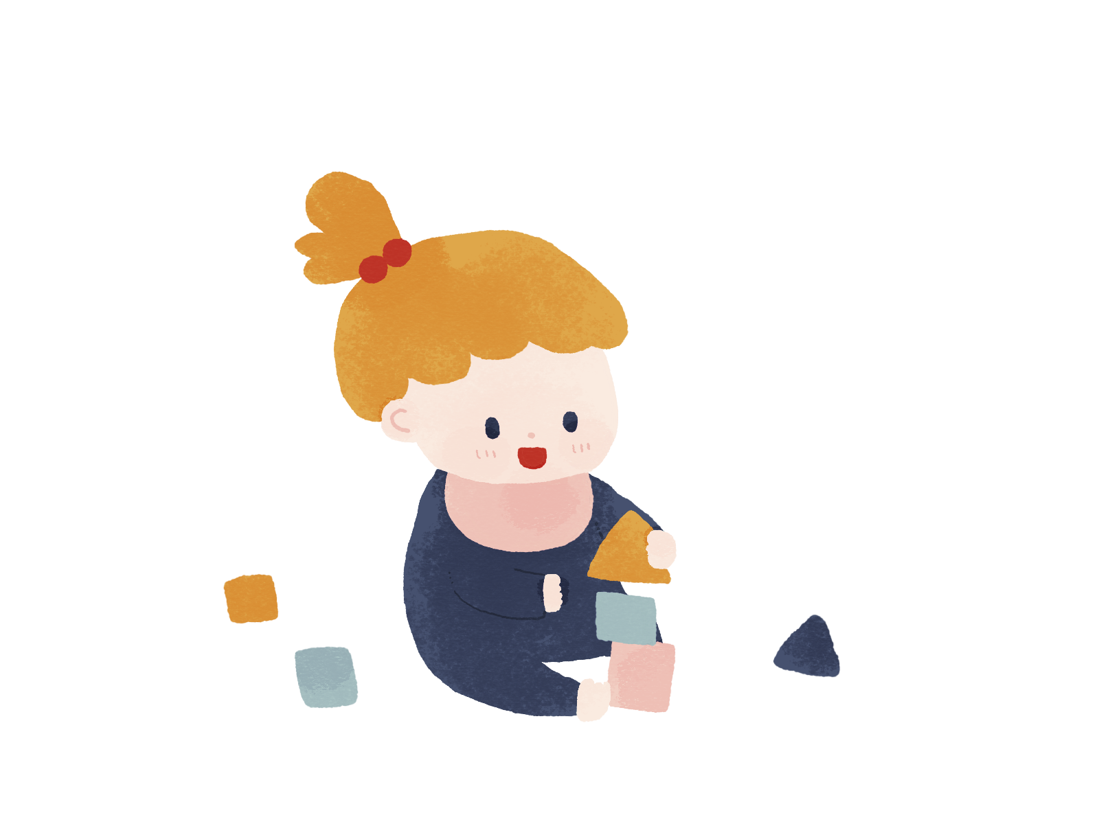 つみきで遊ぶ子どものイラスト