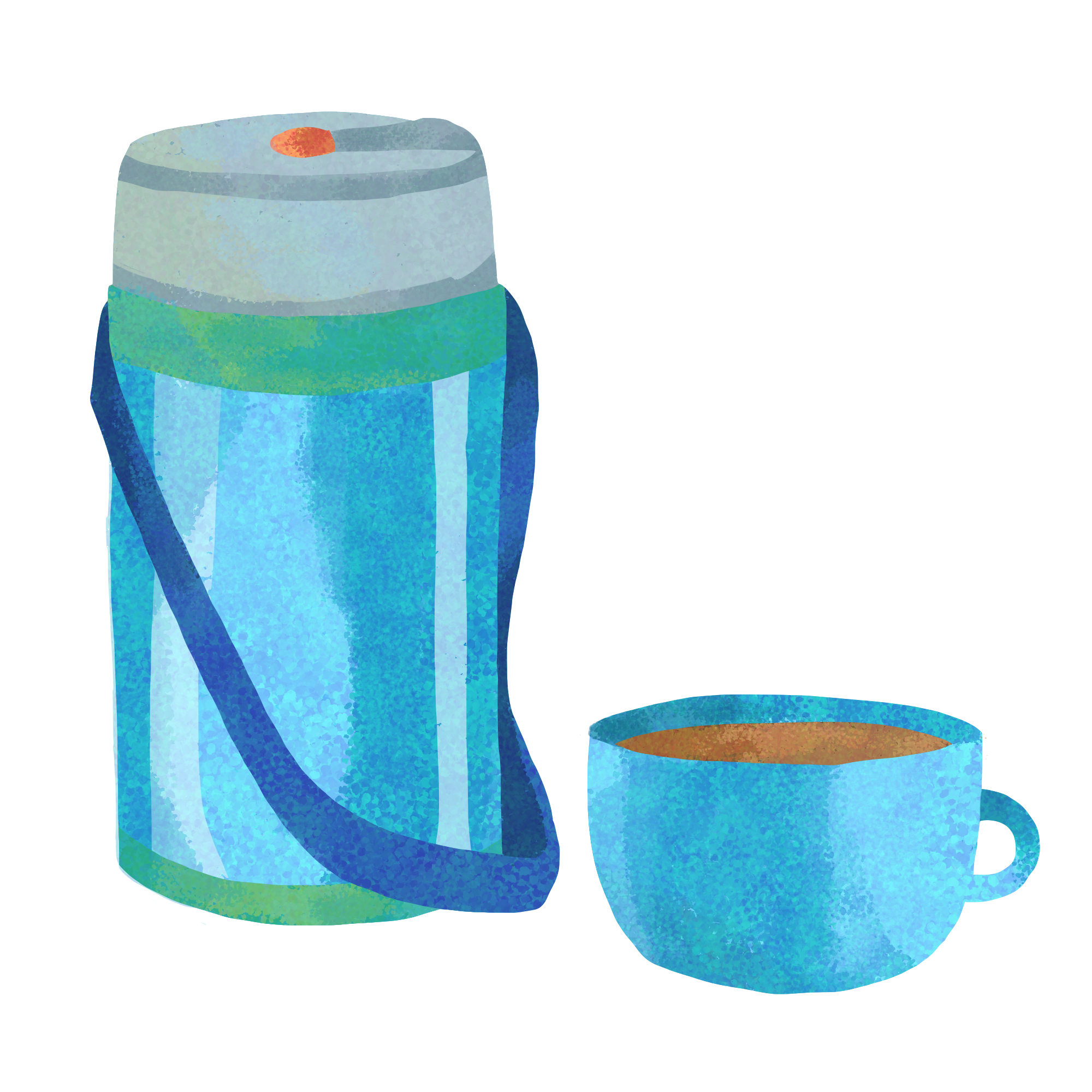 水筒とコップのイラスト
