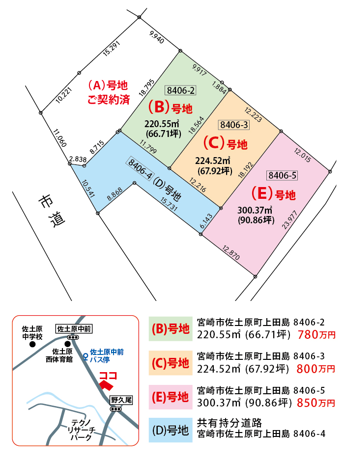 【 売地 】 佐土原町上田島　《佐土原中学校、 佐土原町西体育館近く》