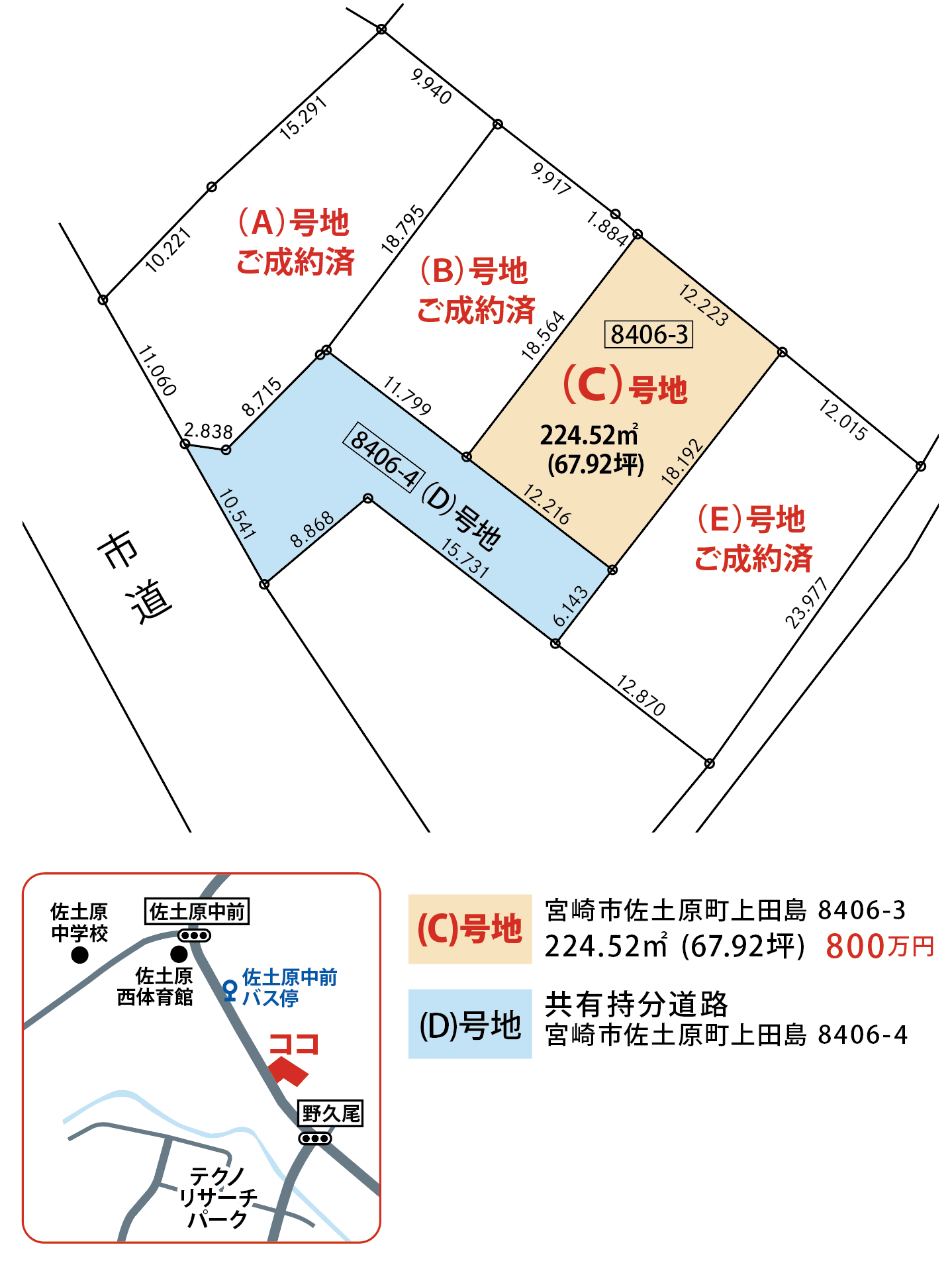 【 売地 】 佐土原町上田島《佐土原中学校、 佐土原西体育館近く》 