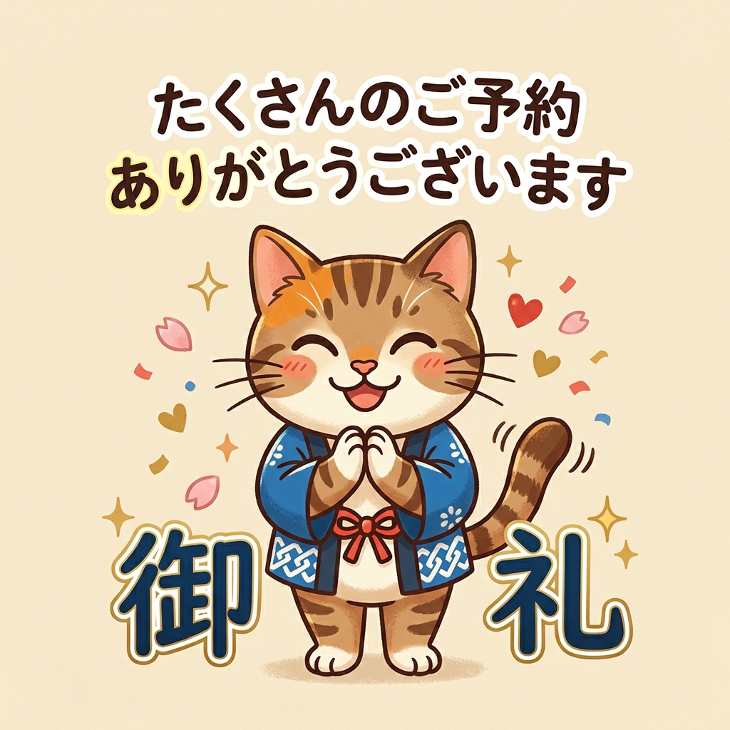 年末に向けてたくさんのご予約ありがとうございます！