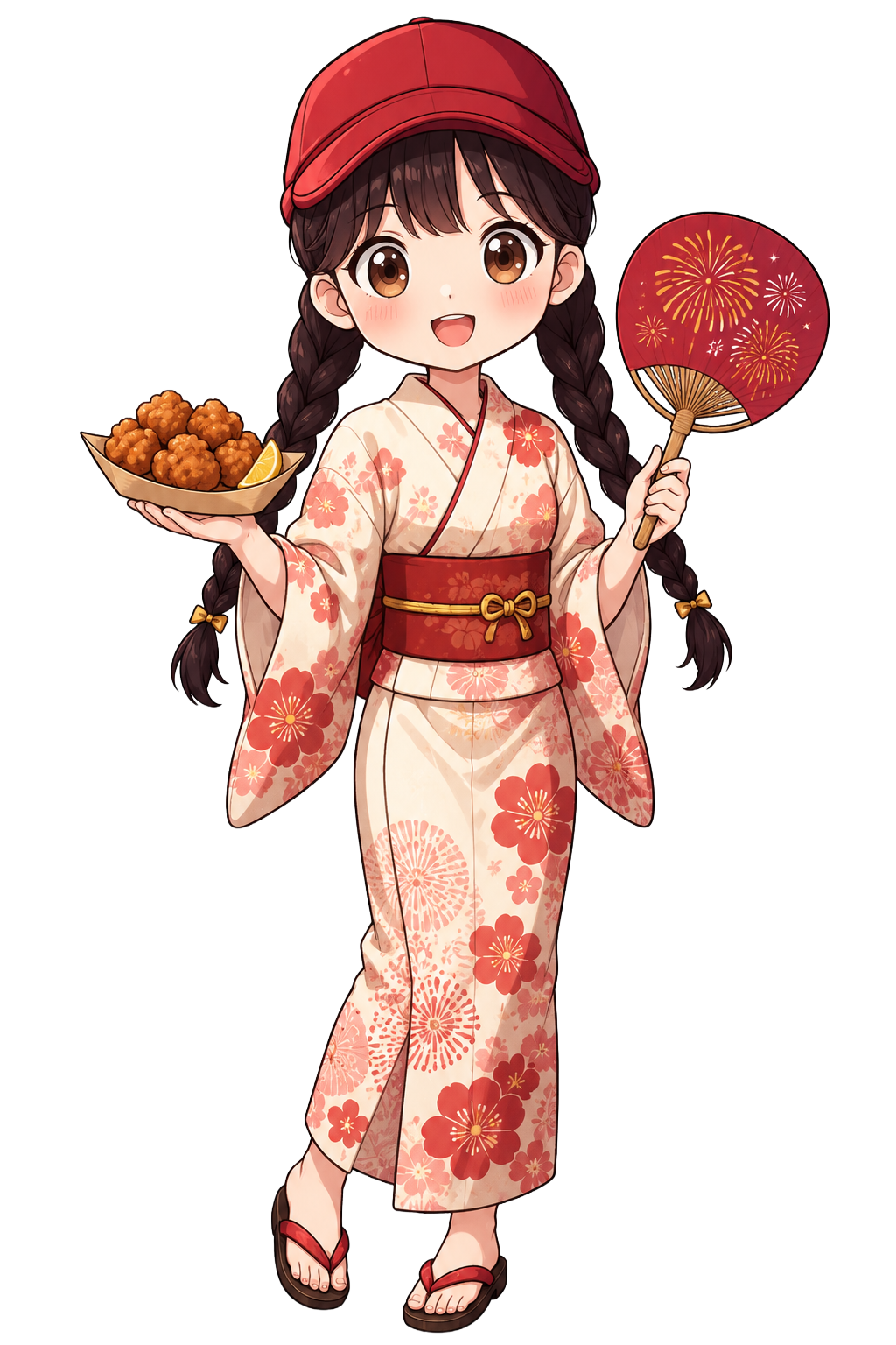 花火柄の浴衣を着たアゲミ