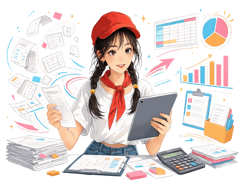 帳票とグラフを確認しながら財務管理を行うアゲミ