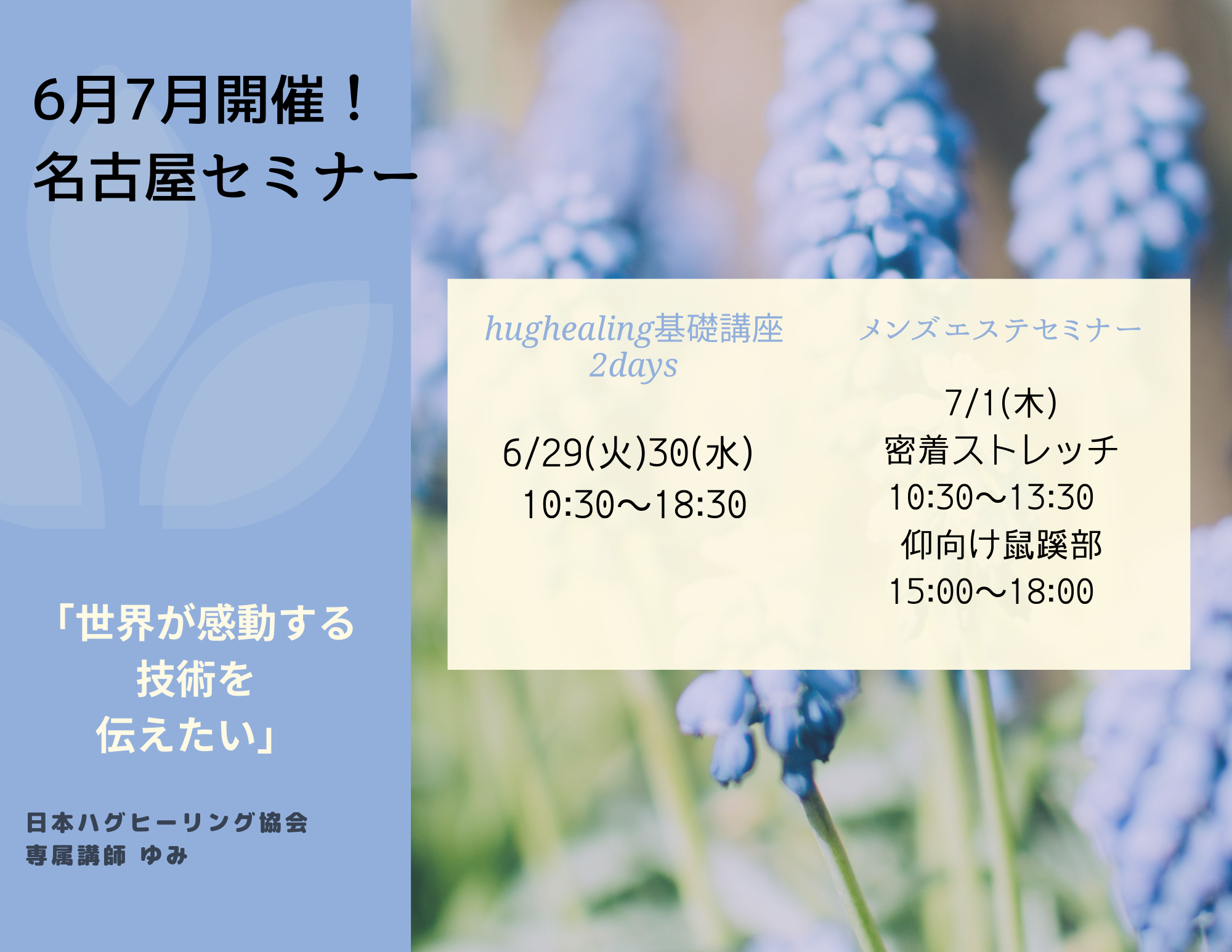 6月7月名古屋出張レッスンご予約開始しました