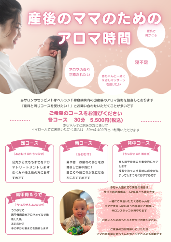 ピンク ベージュ シンプル ママ 産後ケア A4 チラシ .png