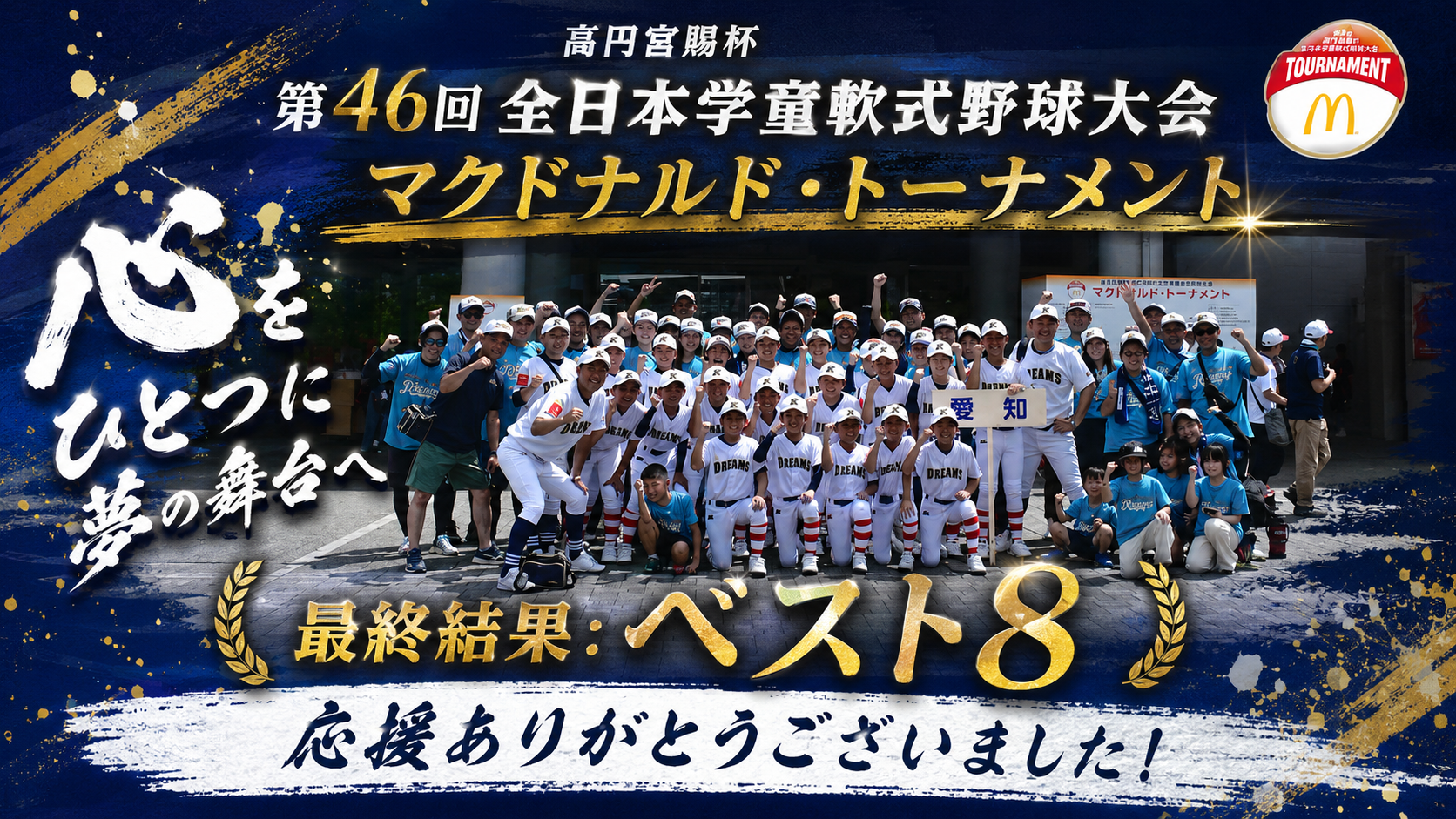 高円宮賜杯 第46回 全日本学童軟式野球大会 マクドナルド・トーナメント ベスト８
