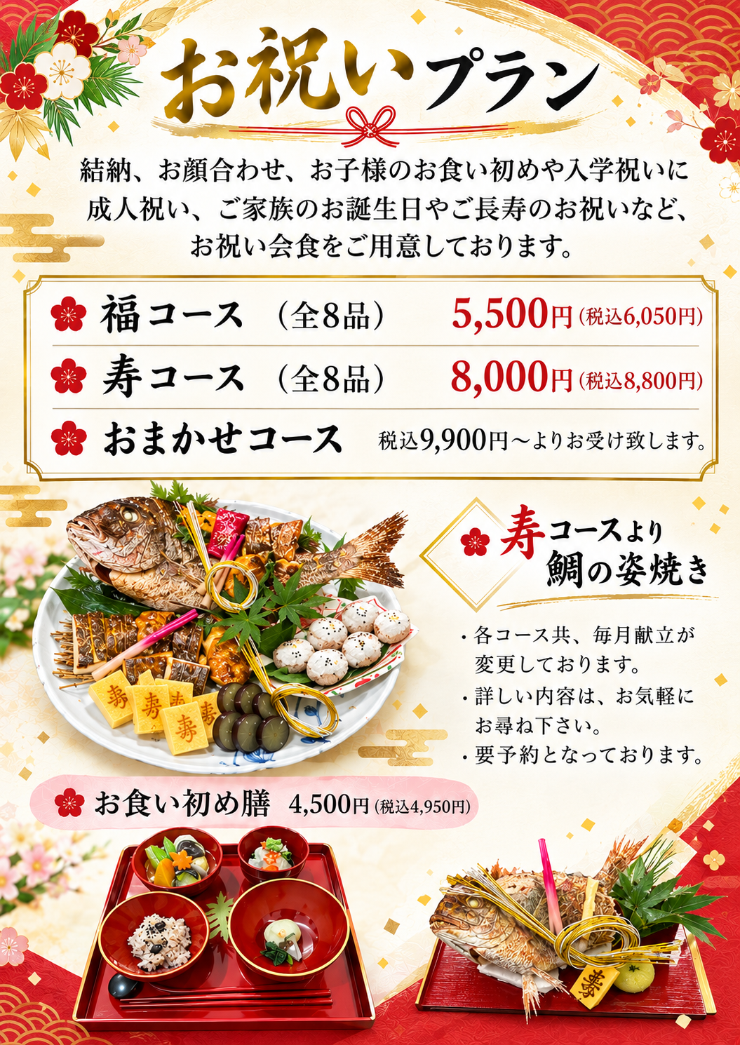 お祝いプラン
