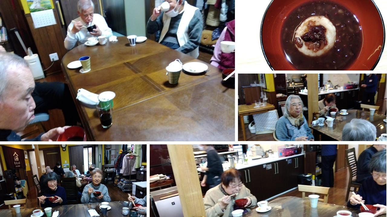 1/12　鏡開きです。おぜんざい大好評でした。