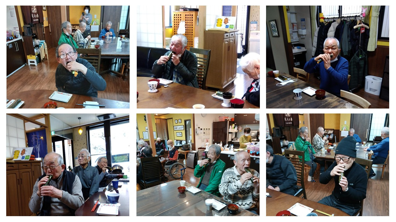 ２/３（デイ）　南南東を向いて恵方巻をまるかぶり！！