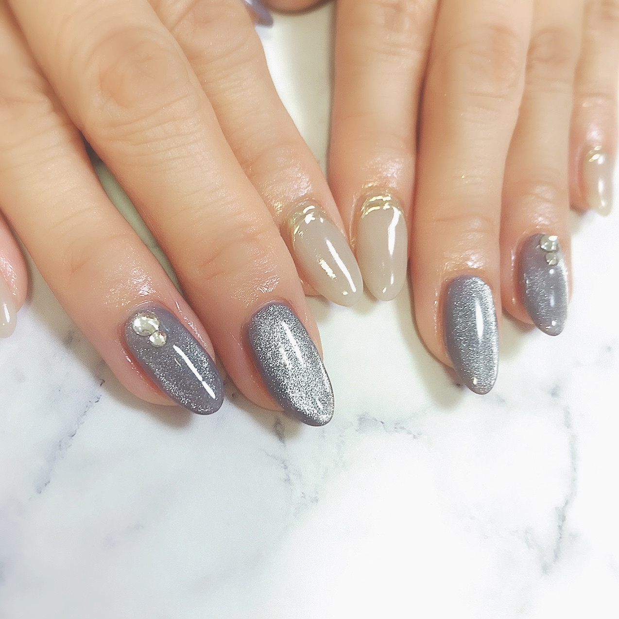 くすみパープル マグネットネイル Feline ネイルサロン スクール 東御市 上田市