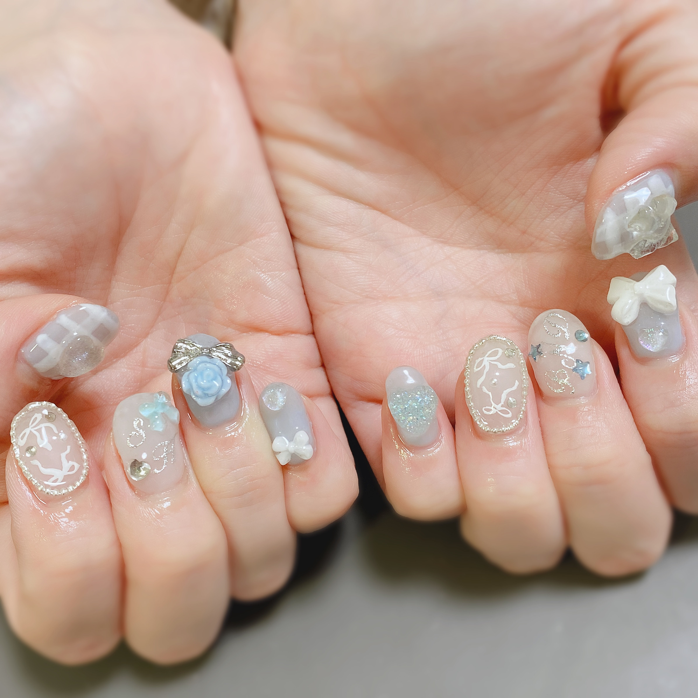 リボン×バラネイル