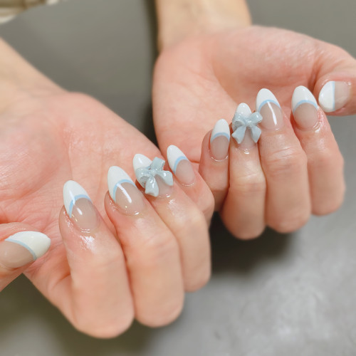 フレンチ×リボンネイル