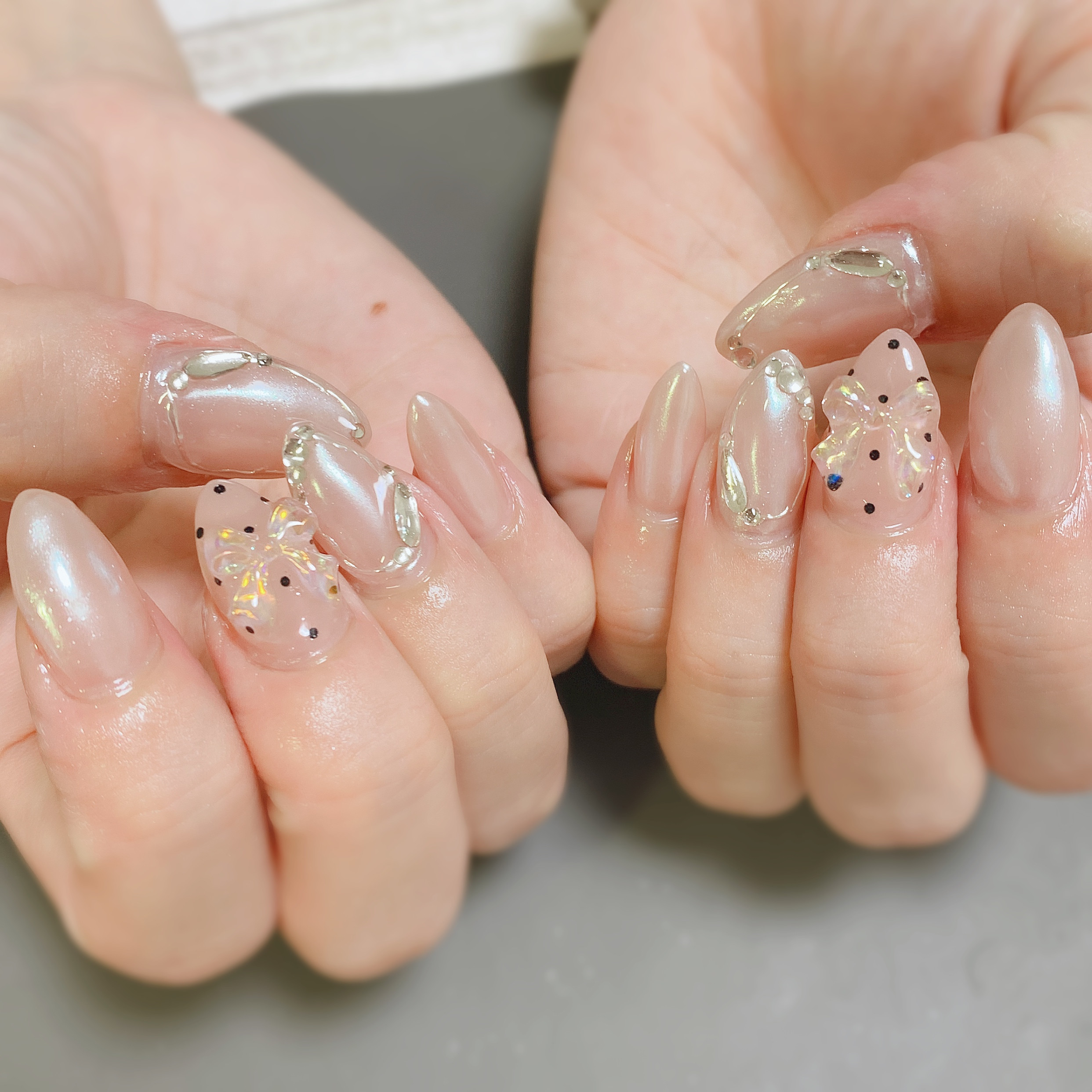 リボン×ドットネイル