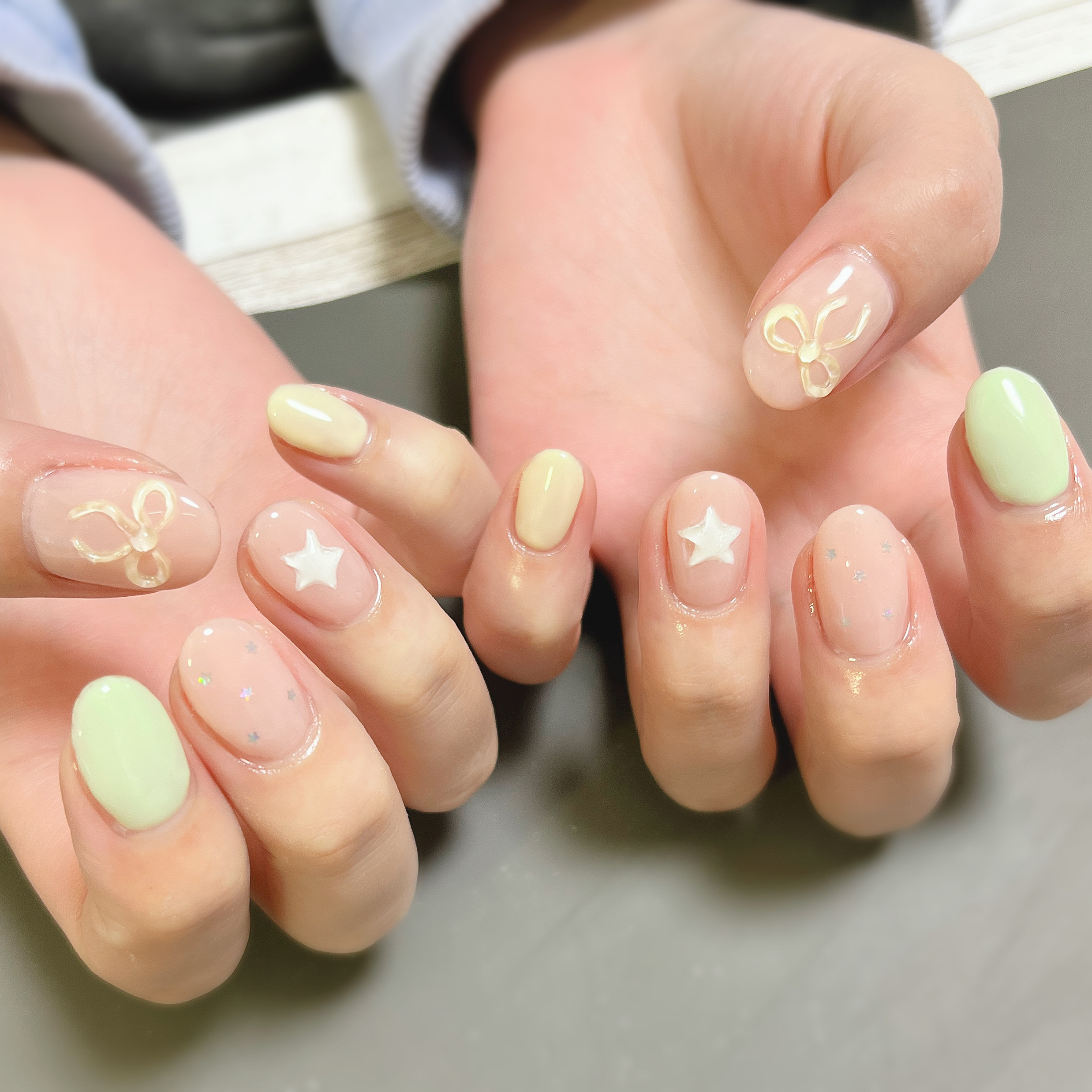 イエロー×リボンネイル