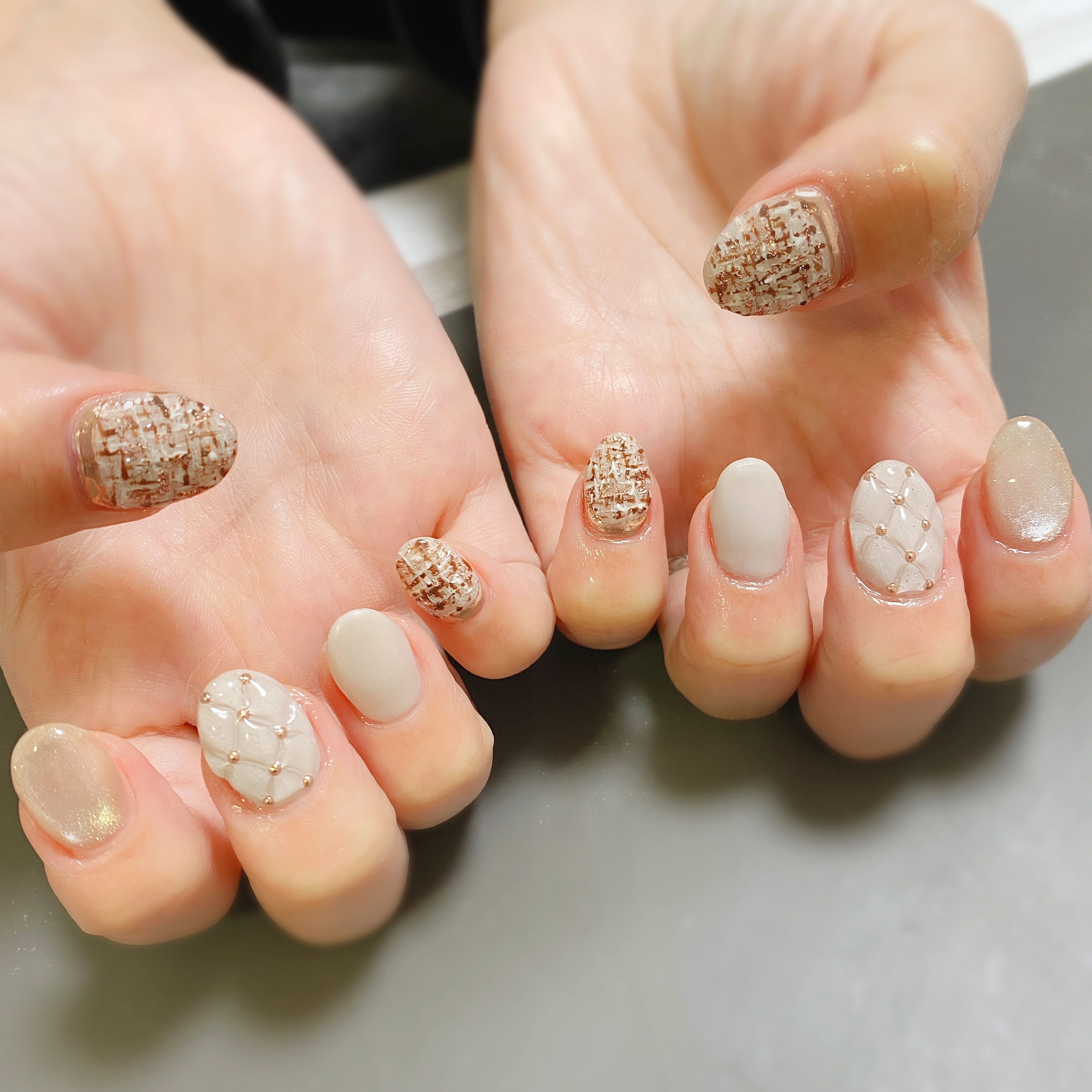 ツイード×キルティングネイル