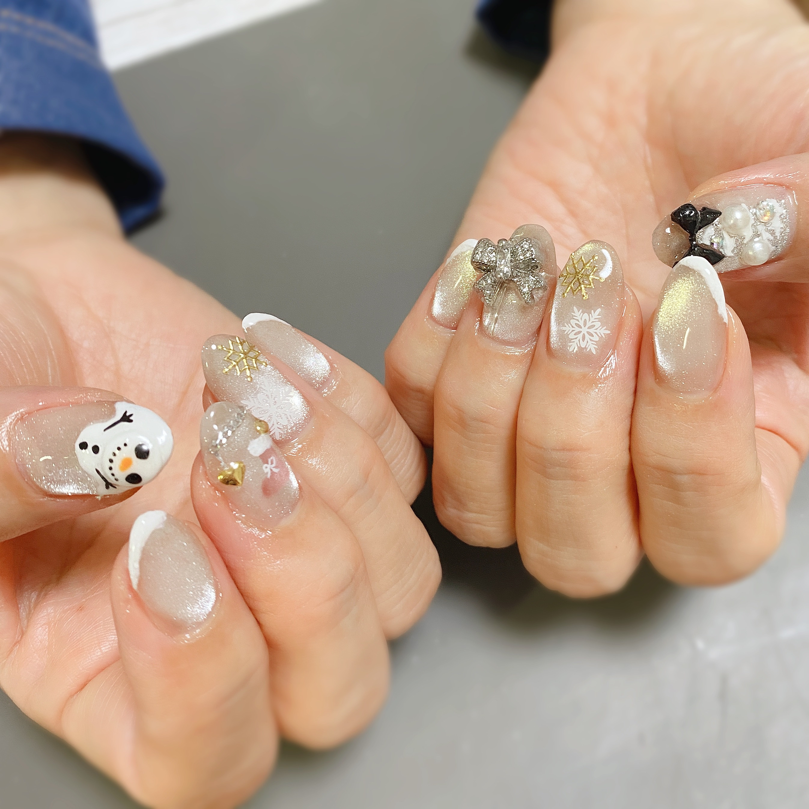 雪だるまネイル