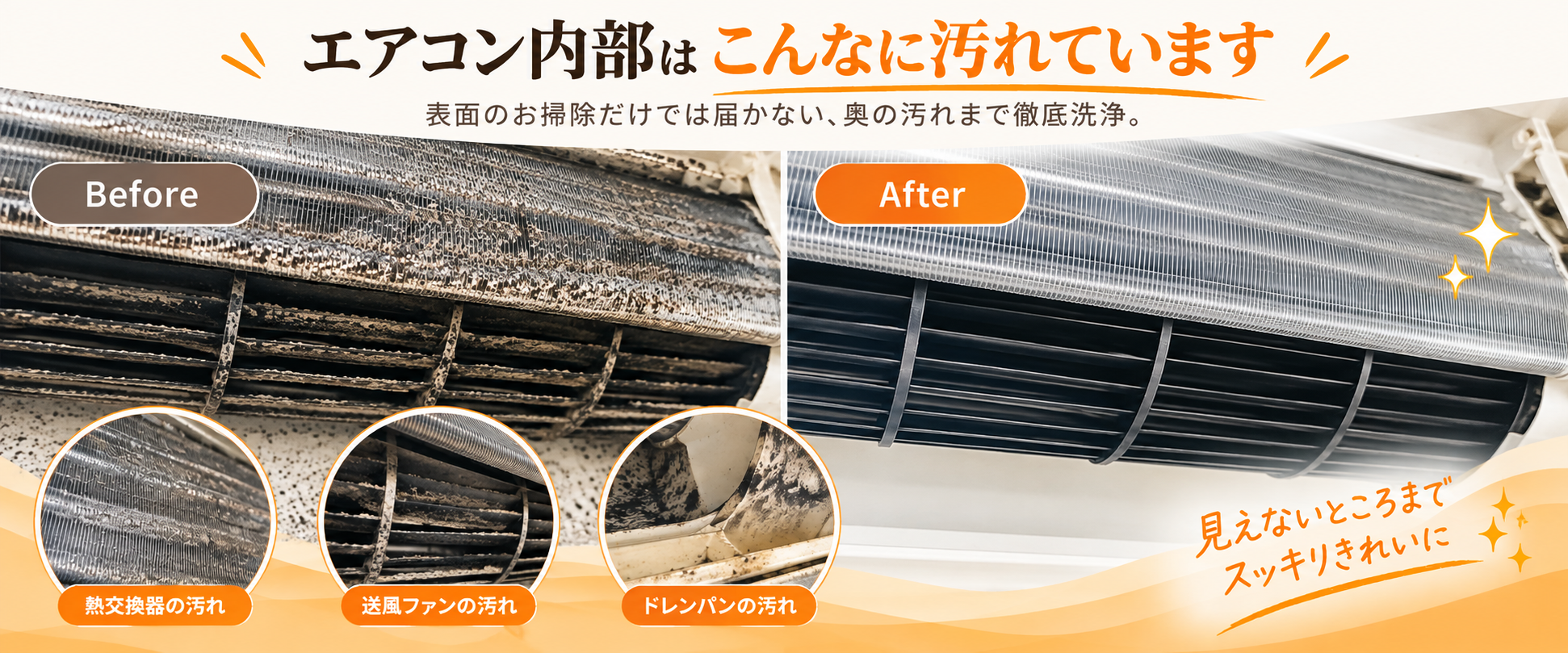 エアコン内部はこんなに汚れています