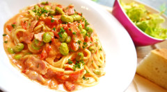 ●枝豆とイベリコ豚ベーコンのトマトチーズソーススパゲティ.jpg