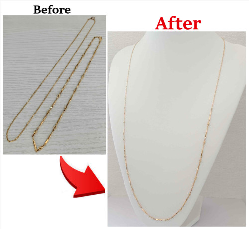 切子ネックレスに新たなチェーンを足して今風のロングネックレスに　更新しました！