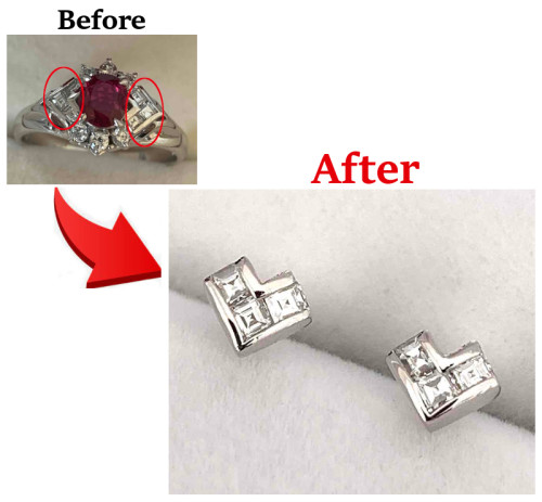 取巻きダイヤをピアスへリフォーム1.jpg