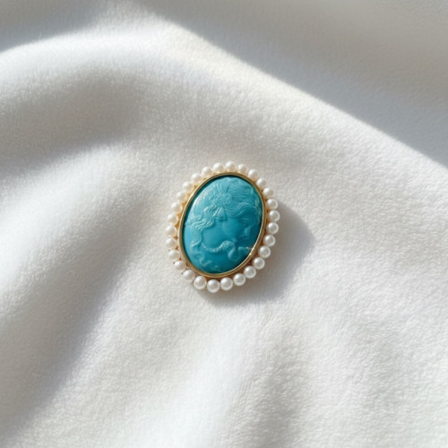 トルコ石＆ベビーパールブローチ.jpg