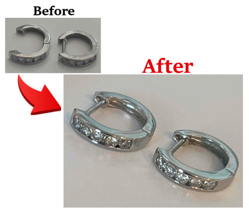 プラチナダイヤ入りピアスのポスト折れ修理　更新しました！