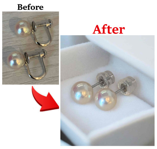 真珠イヤリングをピアスへリフォーム.jpg