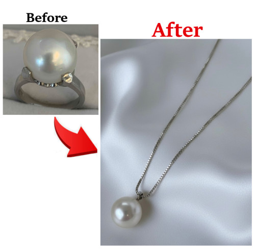 南洋真珠リングをペンダントネックレスへリフォーム　更新しました！