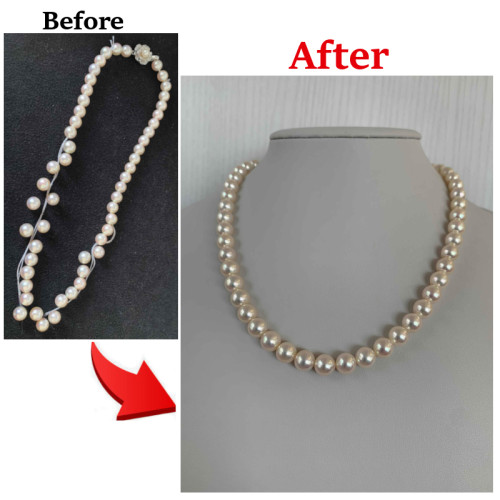切れてしまった真珠ネックレスの糸替え修理 更新しました！