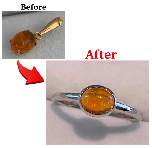 メキシコオパールのペンダントをリングへリフォーム　更新しました！