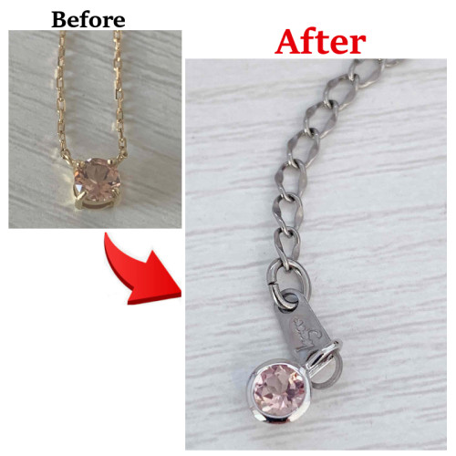 金属アレルギー対応ピンクトパーズのペンダントリフォーム　更新しました！