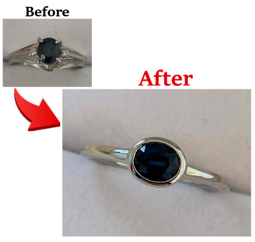 形見のサファイヤリングをリフォーム（立爪から覆輪へ使いやすく）　更新しました！
