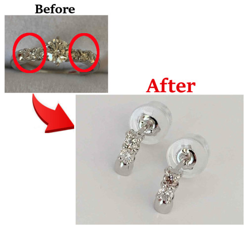 婚約指輪リフォーム②｜メレダイヤをスタッドピアスへ　更新しました！