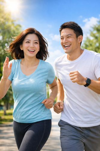 晴れた日にランニングするカップル.png