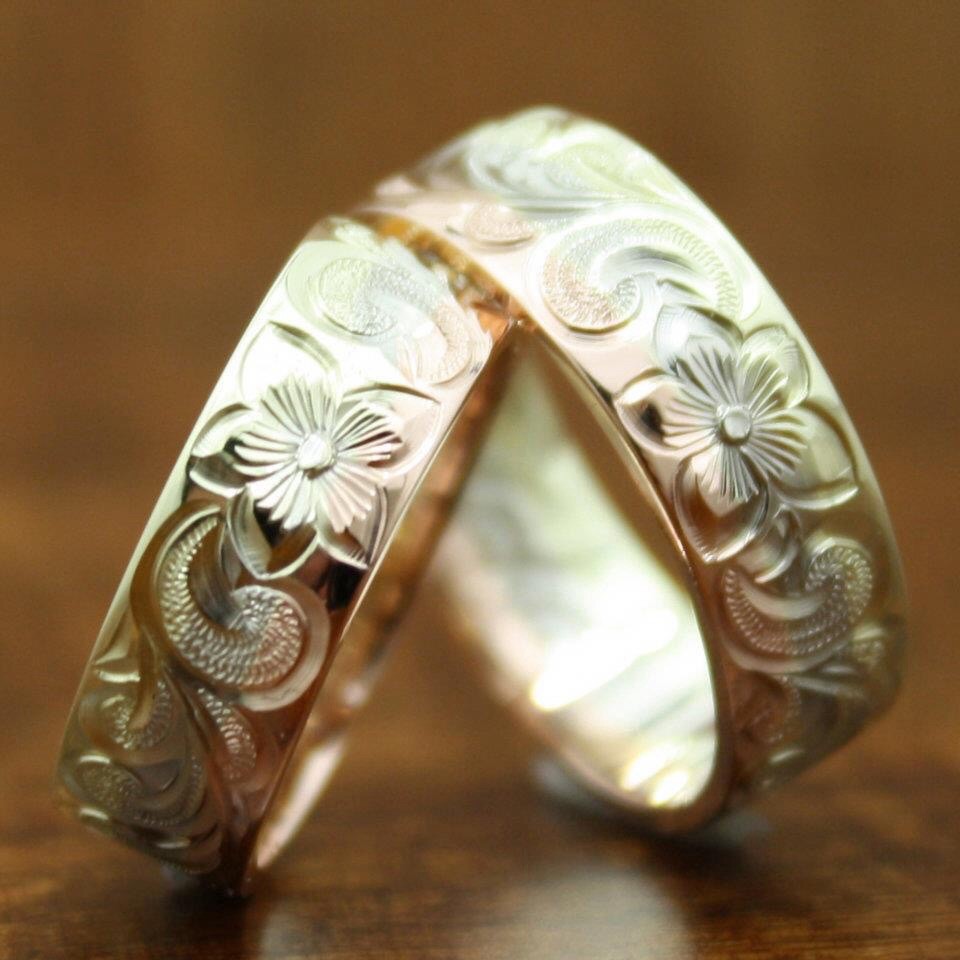 ギャラリー リング 手彫りオーダーメイド ハワイアンジュエリー 結婚指輪やエンゲージリング ハワイアンパームス ジュエリー