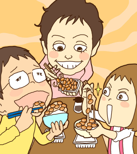 02家族三人で納豆.jpg