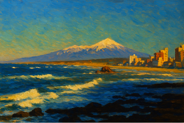 鳥海山油絵