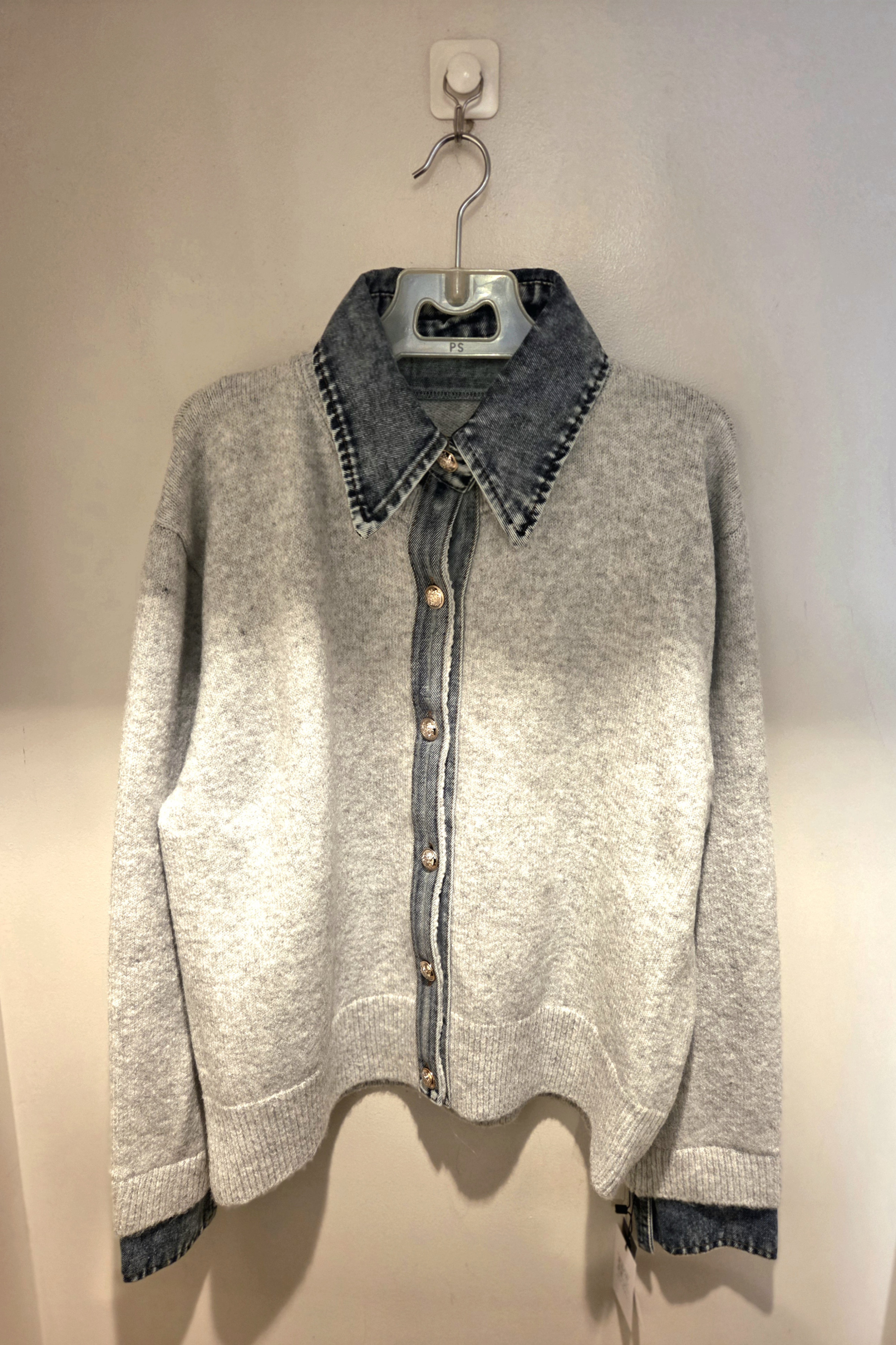 デニムポイント前開きニット　セール¥6.490(3色)