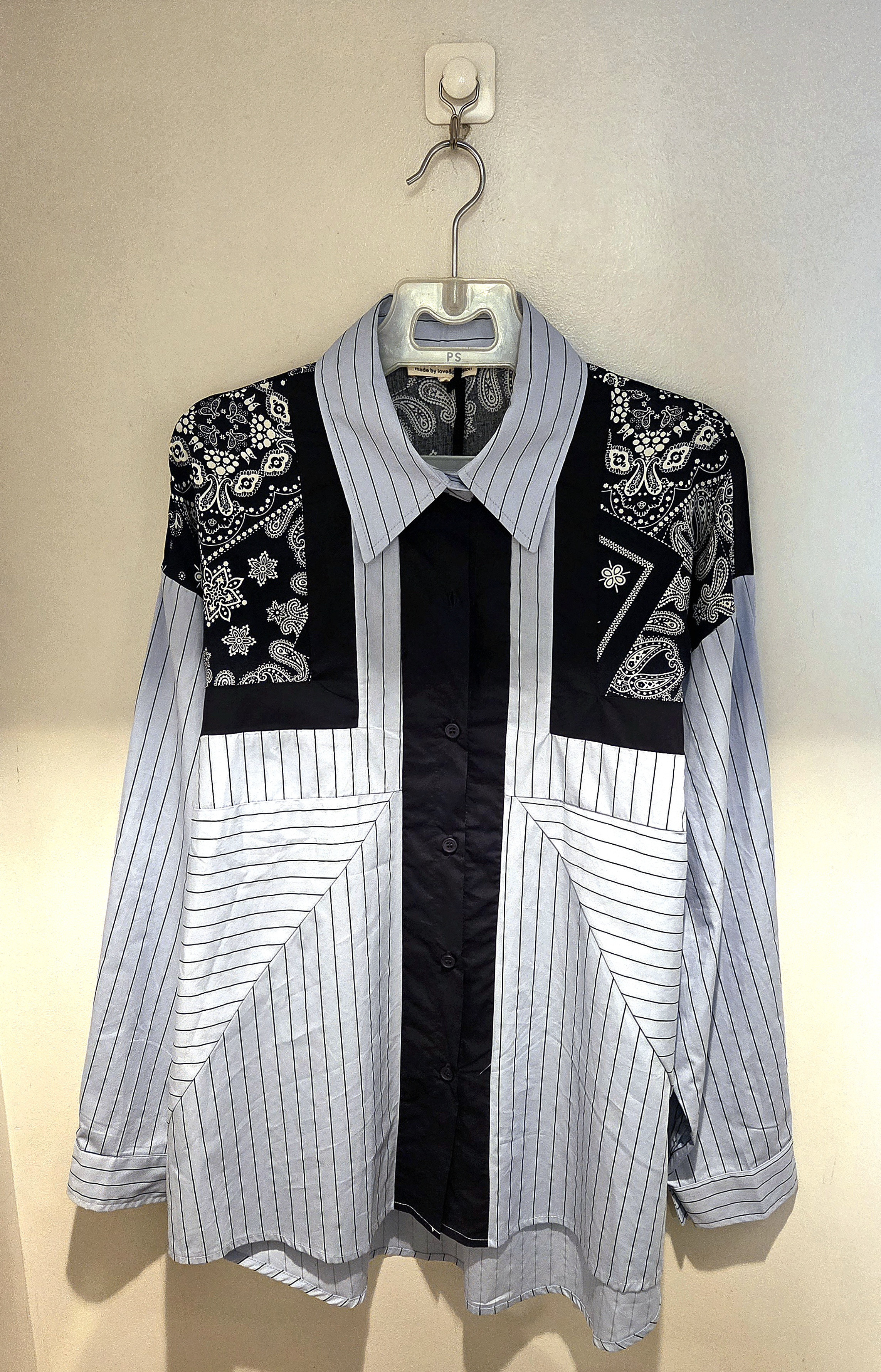 ストライプ×バンダナ柄シャツ　CP   ¥13.000