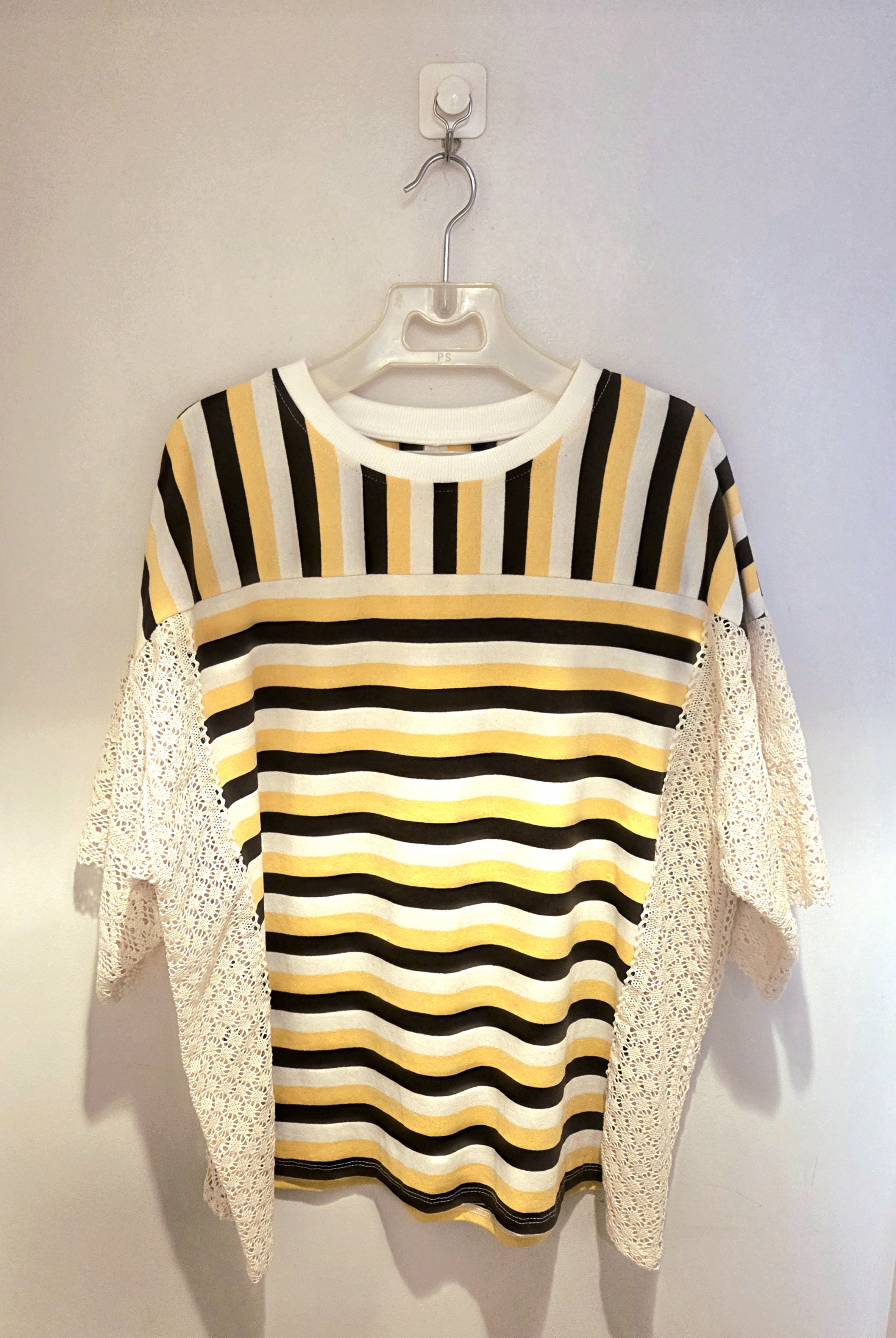 ストライプ×レースT    Mitica&amp;Co   ¥7.590